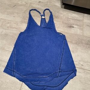We The Free Blue Asymmetrical Backless Tank Top